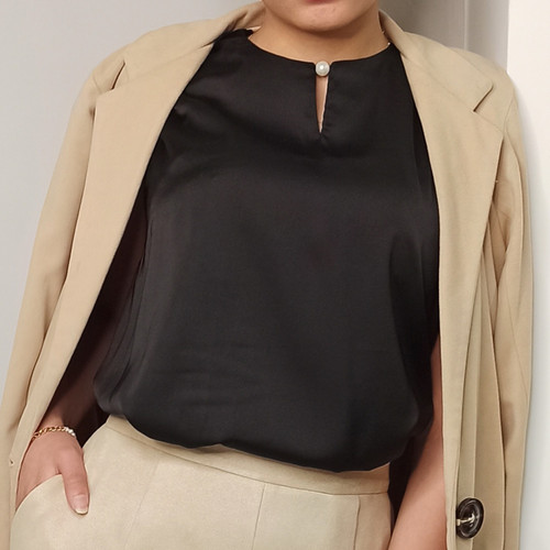 تاپ ابریشم first class مدل یقه مرواریدی