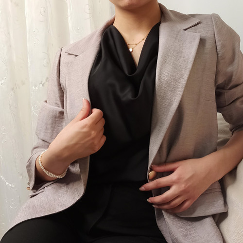 تاپ ابریشم first class مدل یقه دراپه